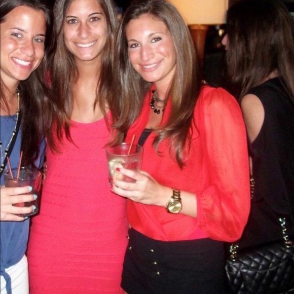 Red sheer blouse bodysuit - Picture 3 of 3